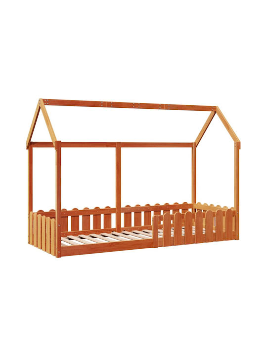 Kinderbett Einzeln Braun für Matratze 80x200cm