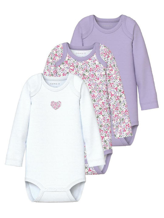 Name It Baby Bodysuit Set Lilac 3pcs