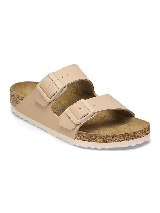 Birkenstock Arizona Birko-flor Γυναικεία Σανδάλια σε Μπεζ Χρώμα