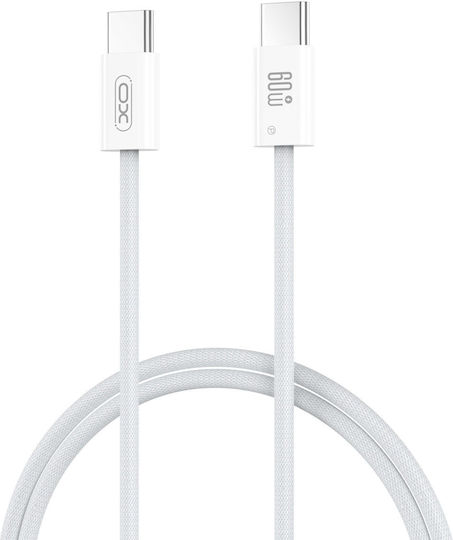 XO USB 2.0 Cable USB-C male - USB-C 60W PD Λευκό 1m 16.005.0356