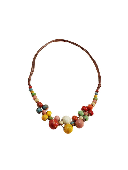 Boho Necklace with Colorful Ceramic Round Beads