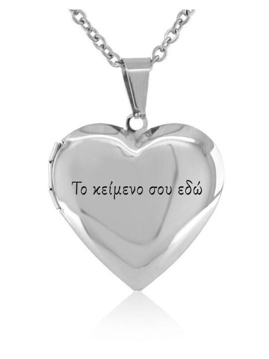 Bijou Box Κολιέ με σχέδιο Καρδιά από Ατσάλι με Προσωποποίηση