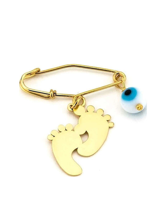 Goldsmith Child Safety Pin Πατούσες. made of Gold Plated Silver
