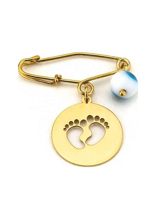 Goldsmith Child Safety Pin Πατούσα made of Gold Plated Silver