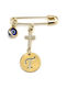 Goldsmith Детска Брошка Μονόγραμμα Και Σταυρουδάκι. от Епихрисомέно Сребро с Кръст