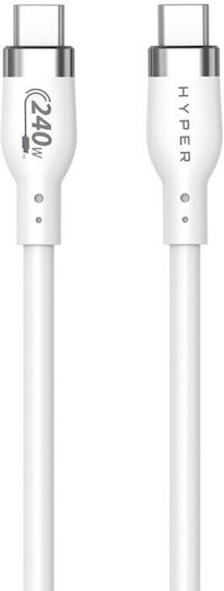 Hyper USB 2.0 Cable USB-C male - USB-C 240W PD Λευκό 1m