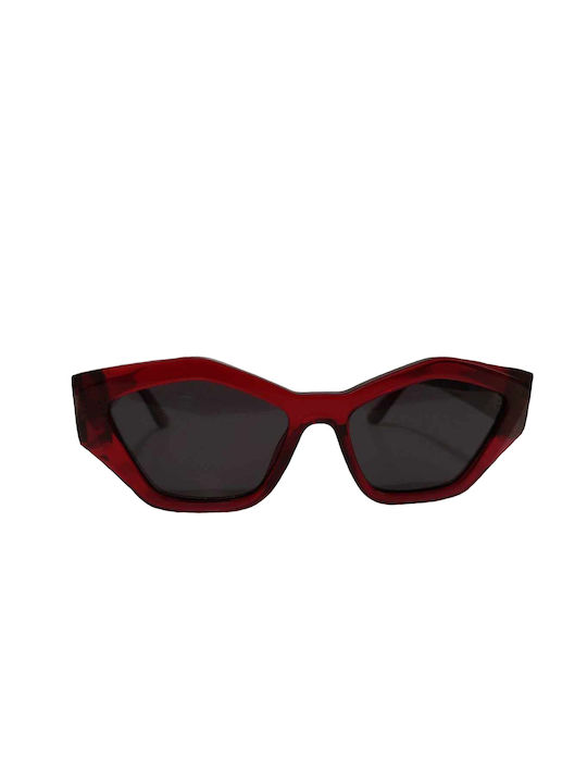 Oliver Smith Women's Sunglasses with Red Plastic Frame and Black Lens EP001-C2