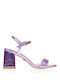 Lila Kunstleder-Sandalen mit quadratischem Absatz