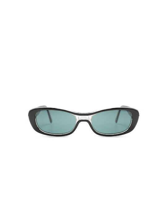 Fendissime Men's Sunglasses with Black Plastic Frame and Green Lens F616-313