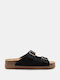 Sandale Flatform cu Două Catarame Negre