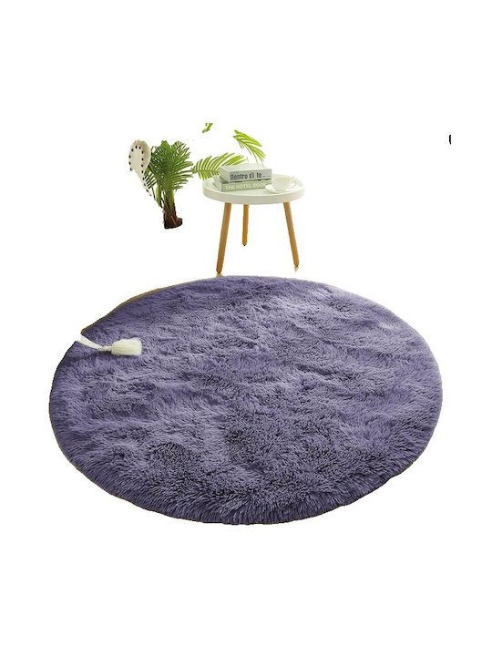 Rug Round Shaggy Gray