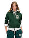 Kurzgeschnitten Damen Sweatshirtjacke Grün