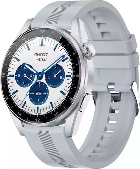 Herren Smartwatch Nubi Hk3 Pro Ips Display Bluetooth Anruf Puls Kalorien Blutdruck Fernkamera Ai Sprachassistent Graues Silikon