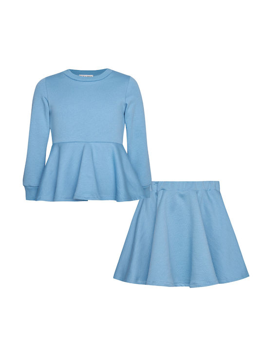 Two In A Castle Kids Set with Skirt Winter 2pcs Light Blue