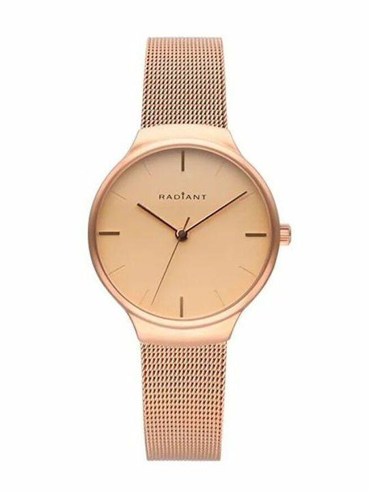 Women's Watch 34mm Battery Pink Gold Metal Strap