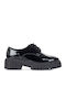 Page Walk Women's Patent Leather Derby Shoes Black