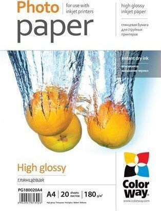 Colorway Photo Paper 20 Pcs Pg180020a4 White 180 G/m² A4 Glossy