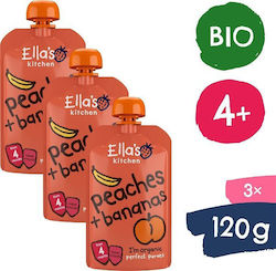 Ella's Kitchen Βρεφικό Γεύμα Banana with Peach x3 Χωρίς Γλουτένη για 4m+ 12gr