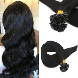 Remy Hair Keratin Extension with Remy Human Hair in Dark Black Color 1 65cm