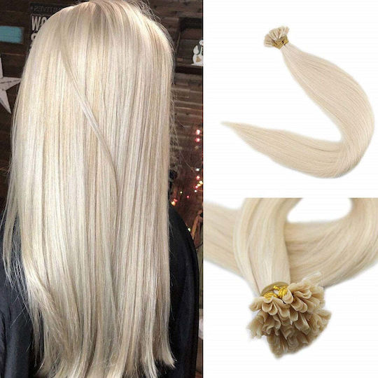 Remy Hair Keratin Extension with Remy Human Hair in Platinum Blonde Colour 60 65cm