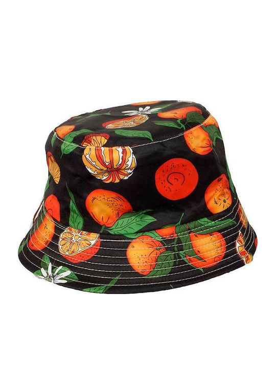 Paperinos Kids' Hat Bucket Fabric Black Orange Print