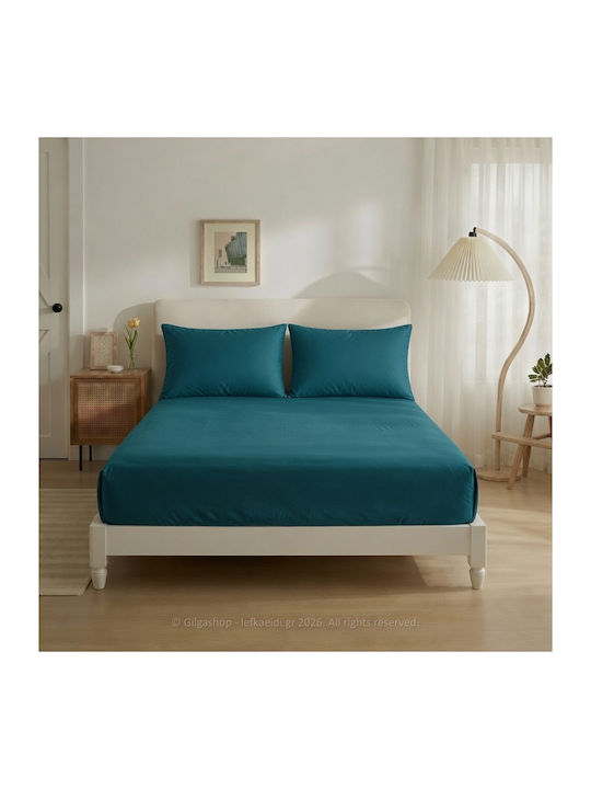 Casa Colori Bettlaken Super-Doppel mit Gummiband 160x200+30cm. Marineblau