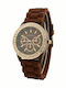 PS Silver Women's Watch with Brown Rubber Strap