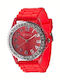 PS Silver Women's Watch with Red Rubber Strap