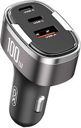 XO CC61 Φορτιστής Αυτοκινήτου με Θύρες 1xUSB-A 2xType-C και Καλώδιο Lightning