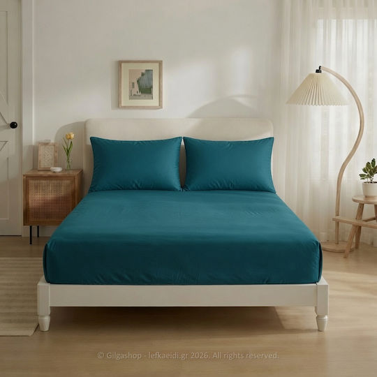 Casa Colori Double 140x200+30cm with Elastic Navy Blue