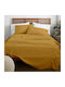 Lino Home Sheet for Single Bed with Elastic 100x200+30cm. Claro Yellow