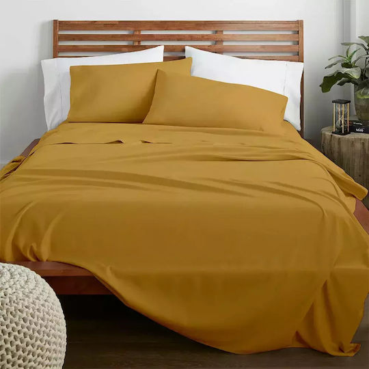 Lino Home Bettlaken für Einzelbett mit Gummiband 100x200+30cm. Claro Gelb