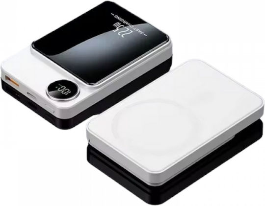 S111 MagSafe Power Bank 10000mAh 15W cu Port USB-A și Port USB-C Alb