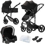 Adjustable 3 in 1 Baby Stroller Suitable for Newborn Black