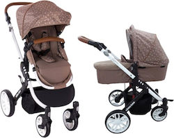 Kikka Boo Dotty 3 in 1 With Extra Adjustable 2 in 1 Baby Stroller Suitable for Newborn Brown