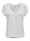 Only Women's T-shirt with V Neckline & Sheer White