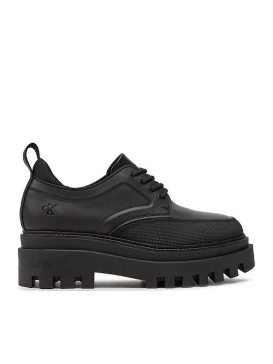 Leder Damen Derby in Schwarz Farbe