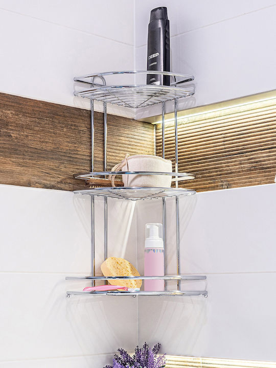 Kadax Corner Floor Bathroom Shelf Metallic Silver