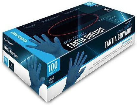 Eurolamp Vinyl Examination Gloves Powder Free Blue 100pcs