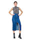 Civico 1 Denim High Waist Midi Skirt in Blue color