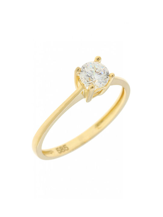 Ring Gold 14 Karats Zircon 5mm