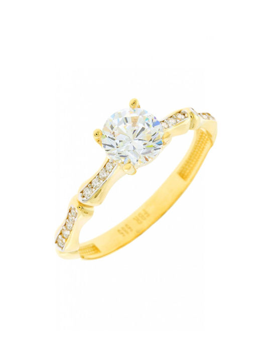 14 Karat Gold Ring with 6mm Zircon