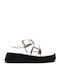 Leather Women's Flat Sandals Flatforms in White Color