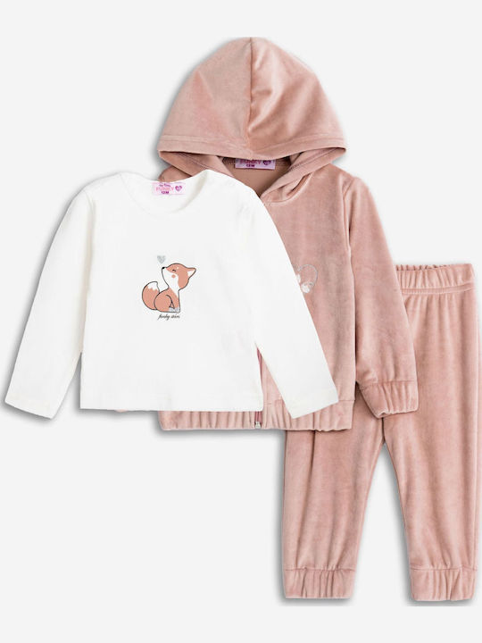 Kids' Set with Pants Winter 3pcs Pink