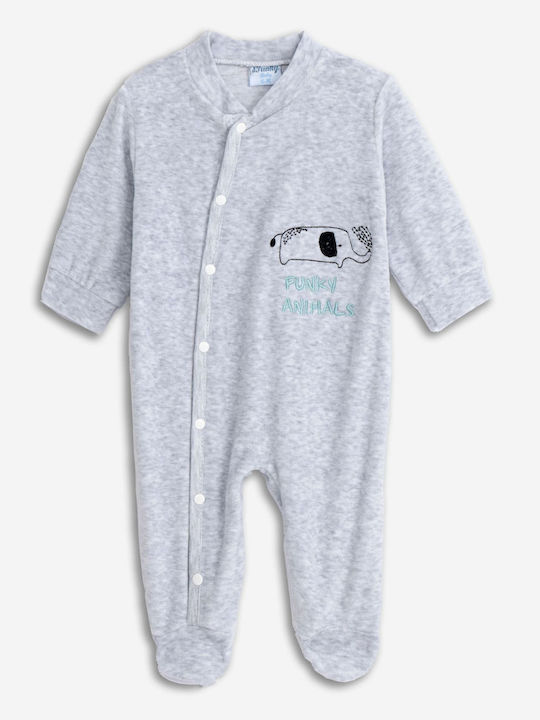 Funky Baby Bodysuit Long-Sleeved Velvet Gray