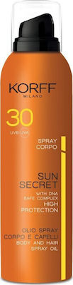 Korff Sun Secret Body & Hair Oil Sonnenschutzmittel Öl Für das Gesicht SPF30 in Spray 200ml