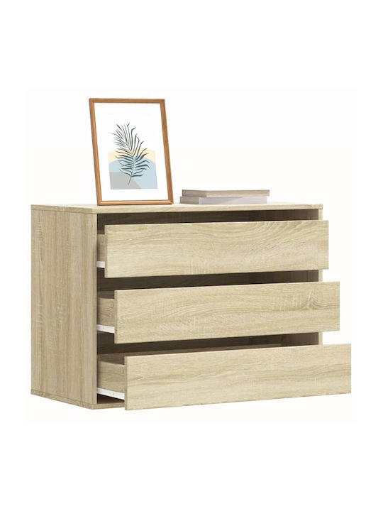 Drawers Storage Wooden with 3 Drawers L80xW41xH58cm