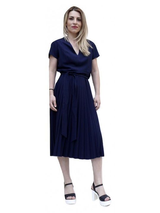 Derpouli Midi Kleid Marineblau