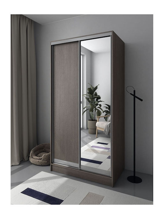 Kendall Δίφυλλη Ντουλάπα Συρόμενη με Καθρέπτη 100x60x200cm