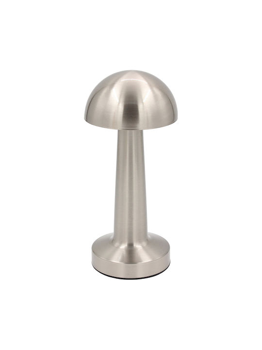 Keskor Metal Table Lamp LED with Silver Shade and Base